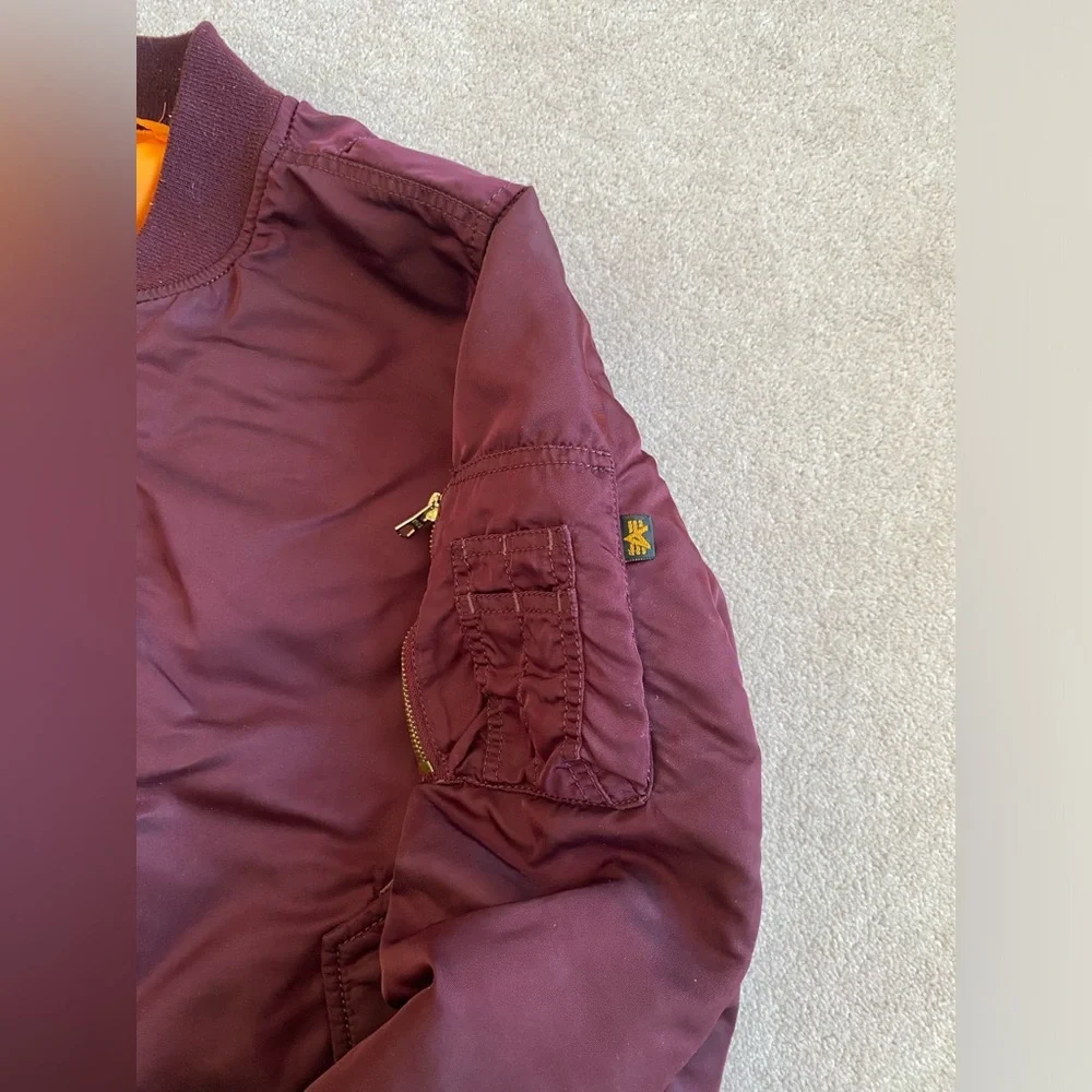 Alpha Industries Men's Burgundy Bomber Jacket - Picture 6 of 13